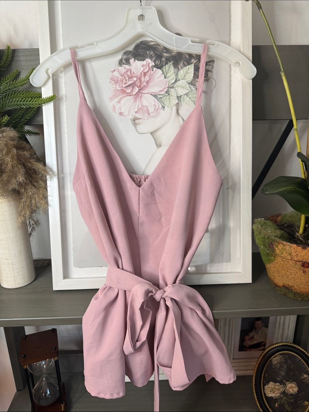 Sleeveless Pink Tie-Waist Tank Top
